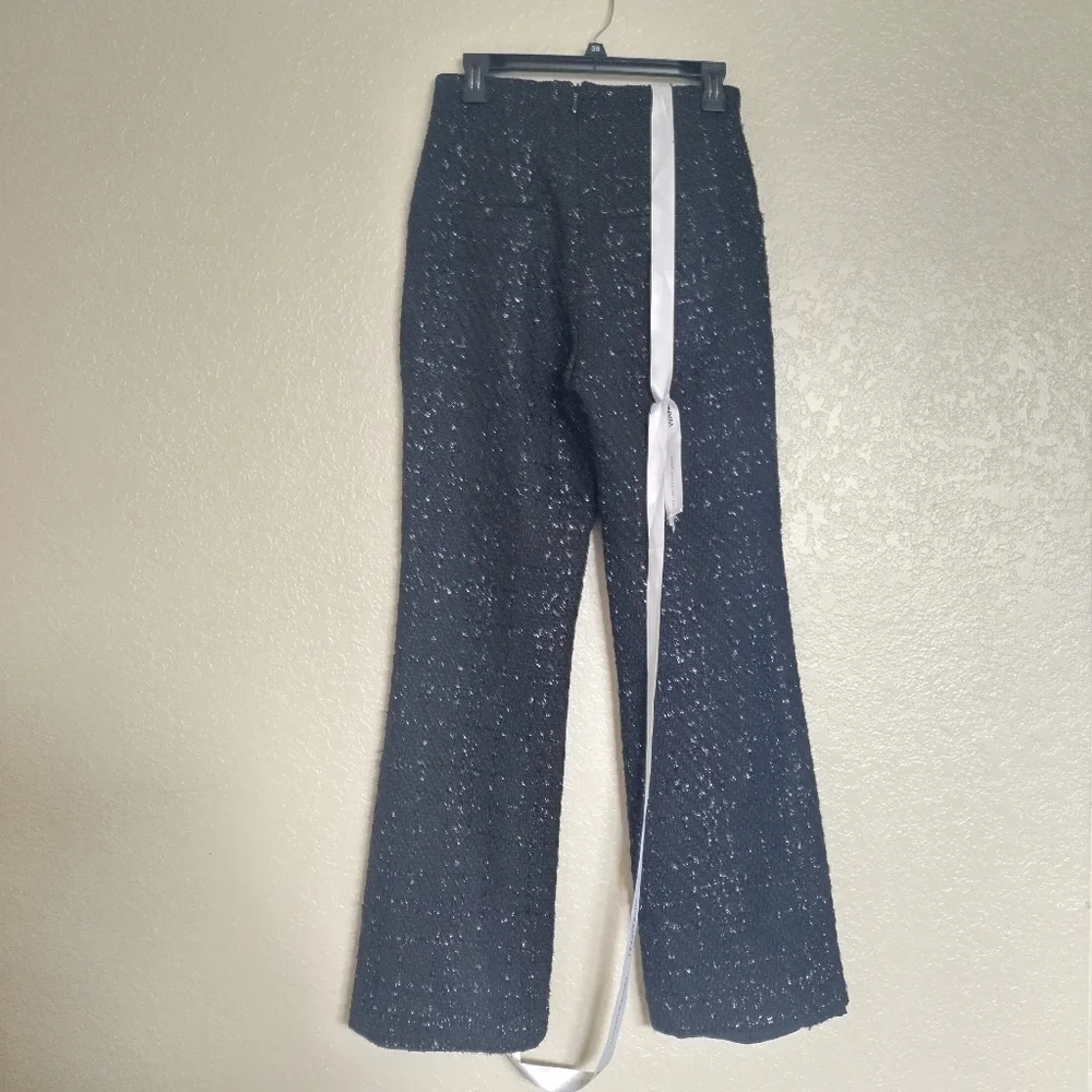 NWT wander doll sequin tweed black straight trousers sz 10